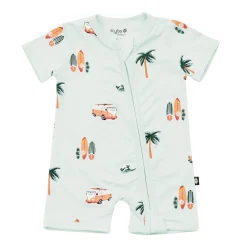 Kyte Baby Zippered Shortall Romper in Dew Surf Sale