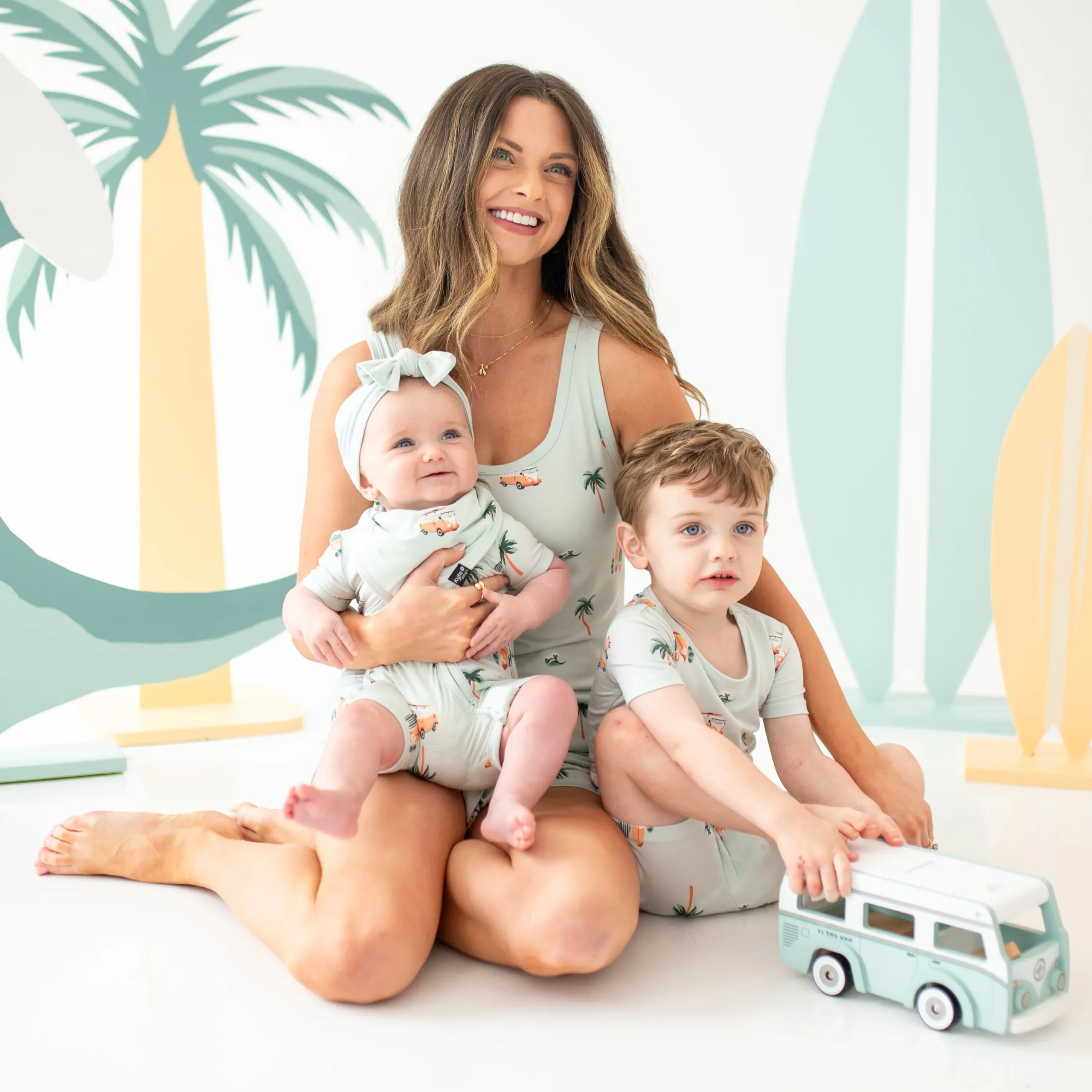 Kyte Baby Zippered Shortall Romper in Dew Surf Sale