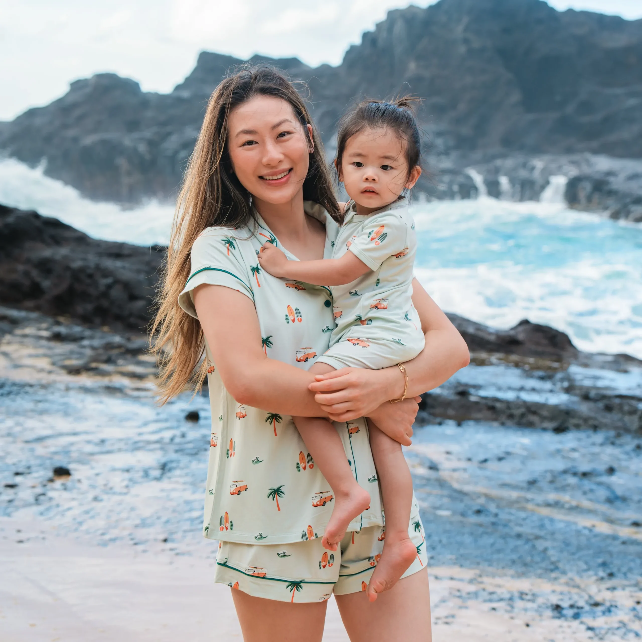 Kyte Baby Zippered Shortall Romper in Dew Surf Sale