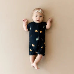 Kyte Baby Zippered Shortall Romper in Under the Stars Outlet