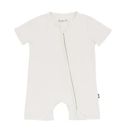 Kyte Baby Zippered Shortall Romper in Oat Clearance