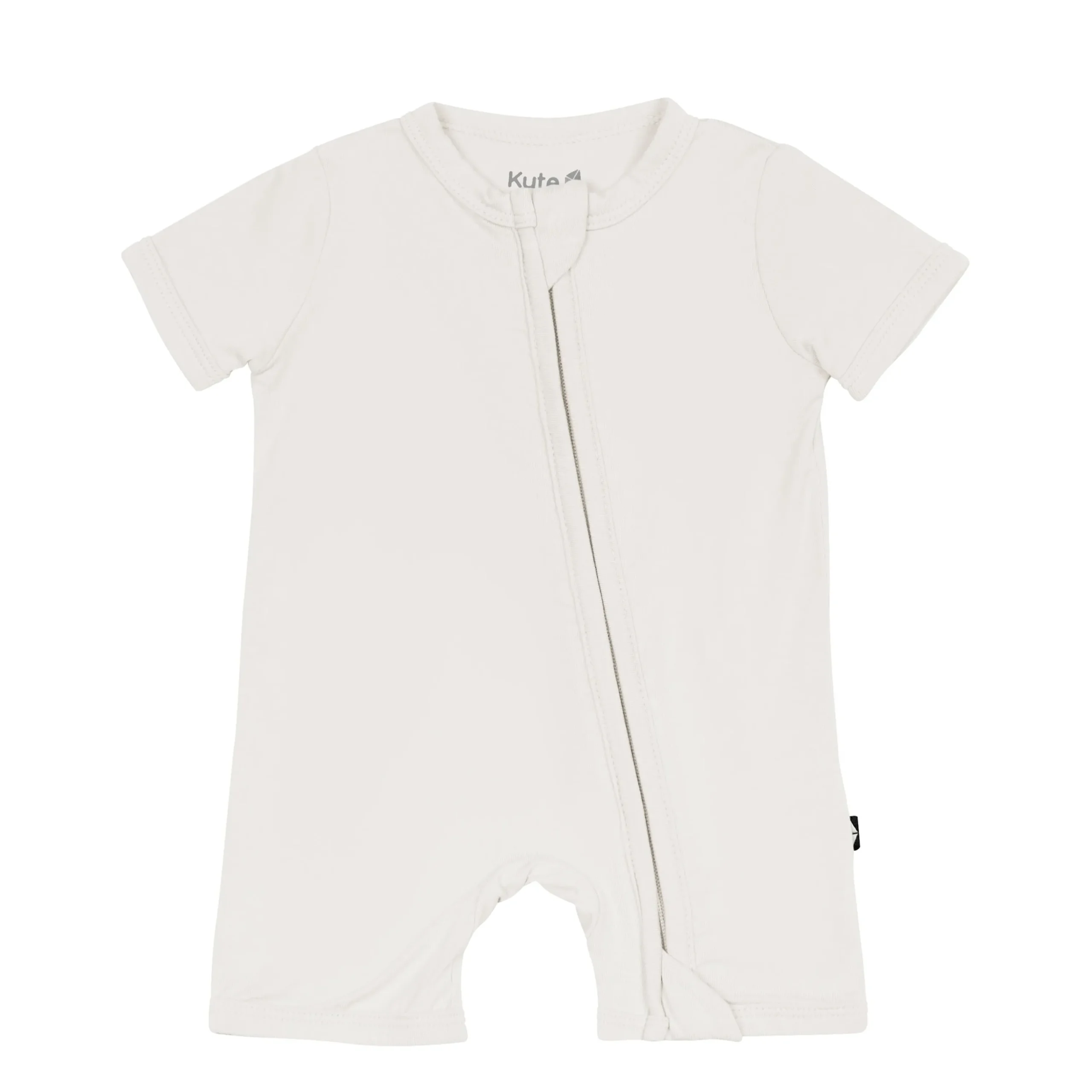 Kyte Baby Zippered Shortall Romper in Oat Clearance