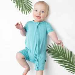 Kyte Baby Zippered Shortall Romper in Makai Outlet