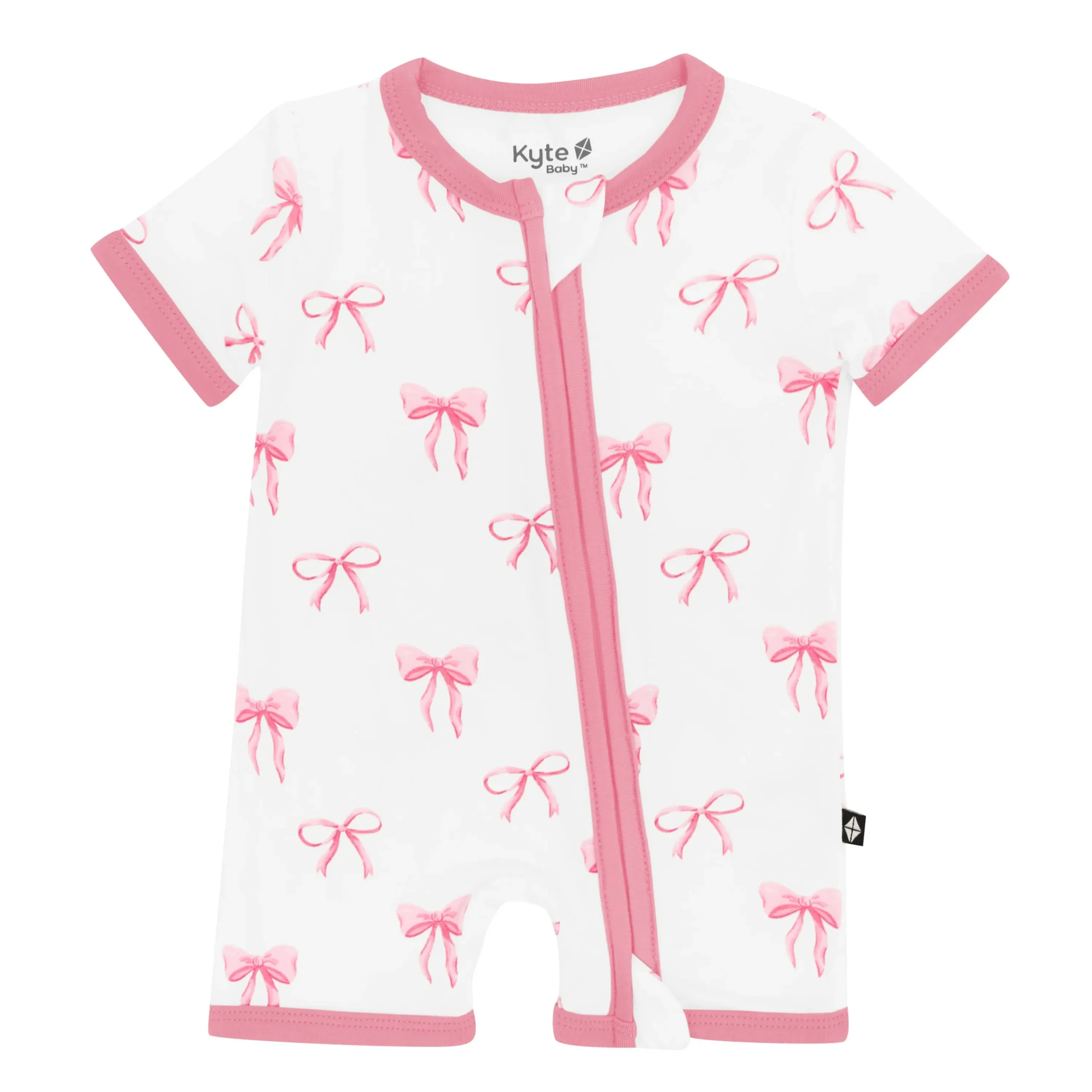 Kyte Baby Zippered Shortall Romper in Bow Best