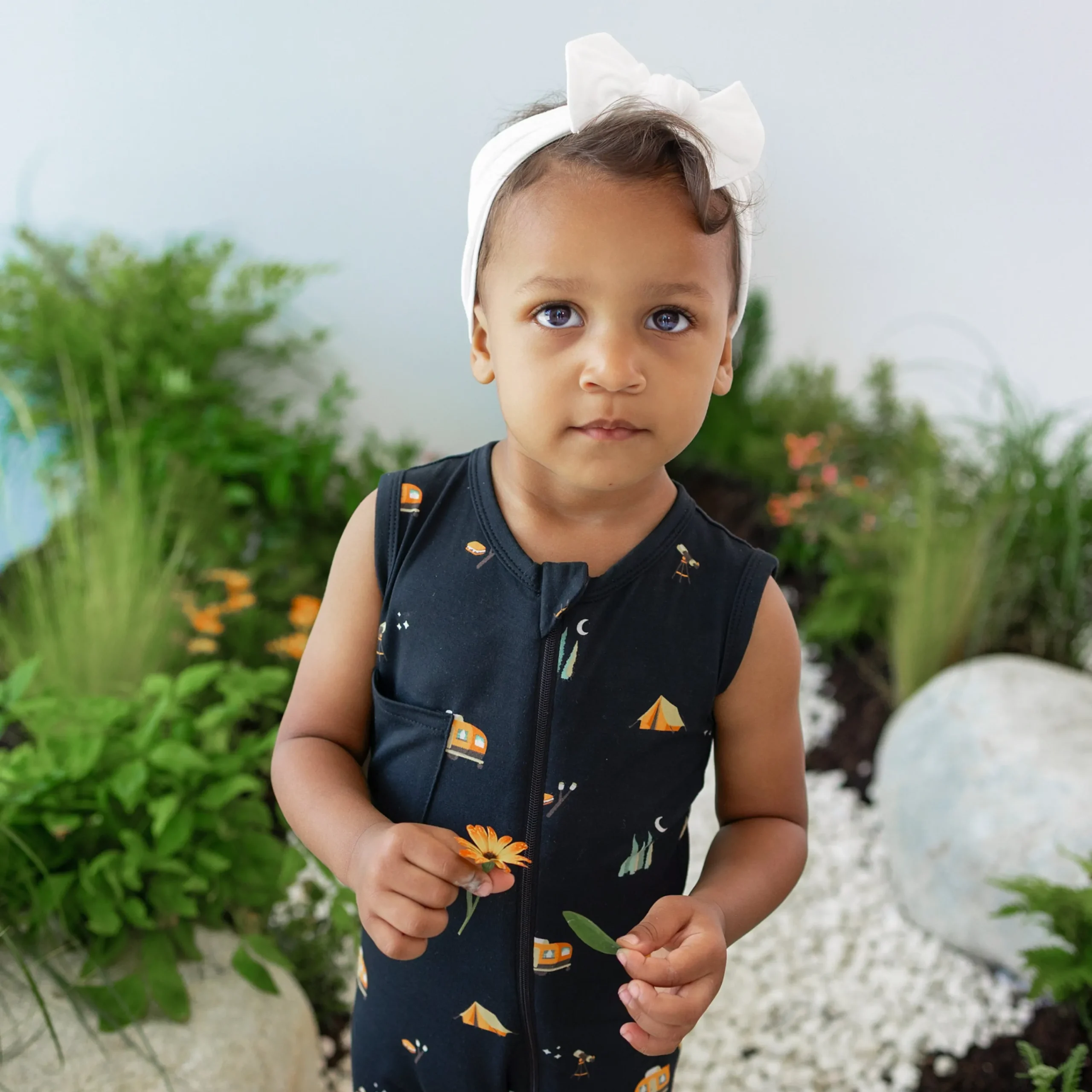 Kyte Baby Zippered Sleeveless Romper in Under the Stars Sale