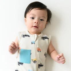 Kyte Baby Zippered Sleeveless Romper in Vintage Truck Discount